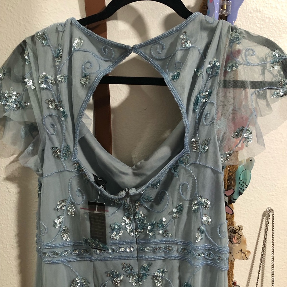 Papell Boutique Light Blue Embroidered Midi Dress - Picture 3 of 7
